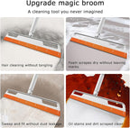 Magic Broom Multifunction Silicone Floor Squeegee, Air Broom for Floor with 56" Long Handle, 4-in-1 Rubber Sweeper for Dirt, Liquids, Pet Hair, Tile Hardwood Floors, Carpet, Living Room (Purple)