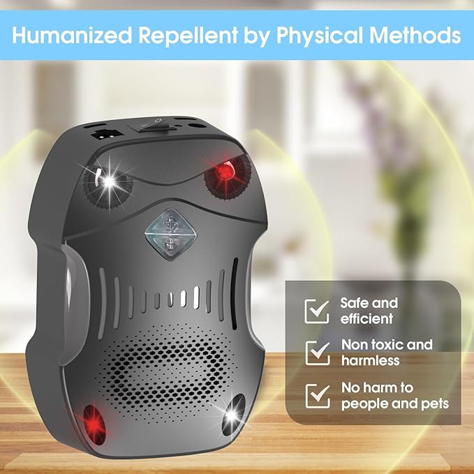 Ultrasonic Rodent Control Repeller, Under Hood Mice Repellent Battery Operated Car Rat Repellent Mice Deterrent Keep Animal Away from Car Engine Garage Attic Basement Warehouse Barn Vehicle Protection