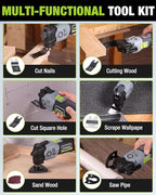 WORKPRO 400W Oscillating Multi-Tool, 6-Speed Corded Power Saw with LED Light, Quick Blade Change, 3.5° Oscillation Angle, 22 Accessories for Cutting, Sanding, Scraping
