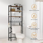 SwaaVee Over The Toilet Storage Cabinet, 4-Tier Bathroom Organizers and Storage with Adjustable Shelves, Freestanding Over-The-Toilet Shelf for Restroom, Laundry, Rustic Brown