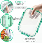C CREST [10-Pack Glass Food Storage Containers (A Set of Five Colors), Meal Prep Containers with Lids for Kitchen, Home Use - Airtight Glass Lunch Boxes