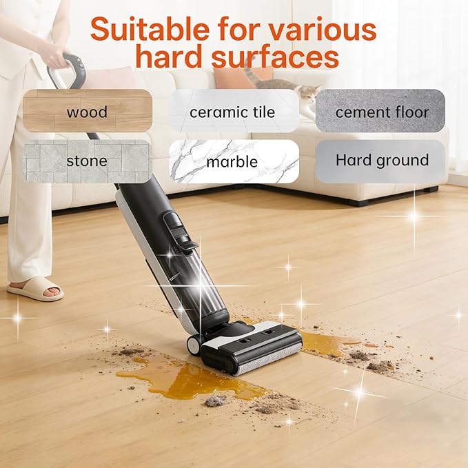 1L Orange Floor Cleaning Solution Compatible With Tineco/Bissell/Dreame And Shark, Fragrance Deodorization, Deep Cleans for Multiple Hard Floors, Suitable With Cordless Wet/Dry Vacuum