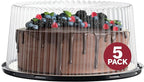 9" Plastic Disposable Cake Containers Carriers with Dome Lids and Cake Boards | 5 Round Cake Carriers for Transport | Clear Bundt Cake Boxes/Cover | 2-3 Layer Cake Holder Display Containers