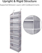 ULG Over The Door Organizer with 6 Large Pockets 12 Side Pockets, 50lbs Weight Capacity Door Hanging Organizer for Bedroom, Bathroom, Pantry, Nursery Storage, Gray