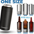 Frost Buddy Universal Can Cooler - Fits all - Stainless Steel Can Cooler for 12 oz & 16 oz Regular or Slim Cans & Bottles - Stainless Steel