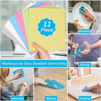 Lucomb 11 Pack Swedish Dish Cloths for Kitchen, Highly Absorbent Reusable Dishcloth Towels Cellulose Sponge Kitchen Rags for Drying Dishes Wiping Surfaces, Dishwasher Safe