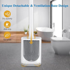Silicone Toilet Brush and Holder Bendable Efficient Cleaning Wall Mounted Toilet Bowl Brush with Long Handle Brush Head and Silicone Bristles No Rusty Handles Problem (White)