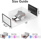 Foluck X-Large Shoe Storage Box, 15 Pack Clear Plastic Stackable Shoe Organizer for Closet, Interlocking Design Shoe Container Bins for Sneakers, Foldable Shoe Rack with Lids, Black