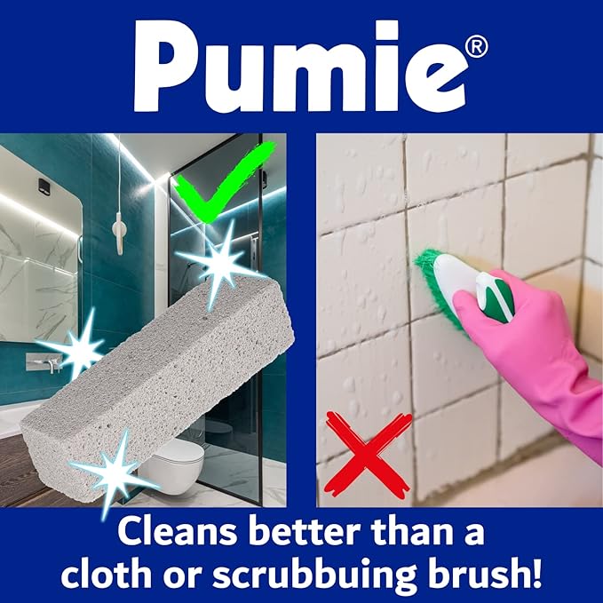 PUMIE Extra Large Pumice Scouring Stick, 2x Larger Than Regular Stick, Heavy Duty Pumice Cleaning Stone for Tough Kitchen Stains, Toilet Bowls & Rings, Extra Large Pumice Cleaning Bar for Rust & Paint