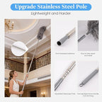 Microfiber Feather Duster Kit with Extension Pole, 7 PCS Washable Reusable Duster for Cleaning, 100'' Bendable Extendable Long Duster with Stainless Steel Pole for High Ceilings, Fans, Furniture & Car