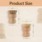 Wooden Dish Scrub Brush - Natural Fiber Kitchen Dish Scrubber Set, for Cleaning Pots, Sink, Tableware and Vegetables - 3 Pack