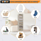 Hanging Closet Organizer, Easy Mount Foldable 6-Shelf Hanging Closet Wardrobe Storage Shelves, Clothes Handbag Shoes Accessories Storage, Imitation Linen Fabric, Beige Houndstooth