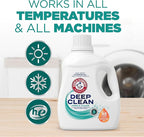 ARM & HAMMER Deep Clean Free & Clear Liquid Laundry Detergent, Free of Dyes, Perfumes and Phosphates, Suitable for Sensitive Skin, Dermatologist Tested, 75 Fl Oz, 50 Loads