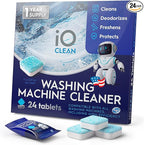 iO CLEAN Washing Machine Cleaner Descaler Tablets, 24 Count (1 Year Supply) – Deep Clean Washer Cleaner Tablets for HE Front Load & Top Load – Unscented Washing Machine Descaler for Odor Control