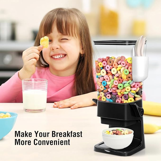 Cereal Dispenser Countertop with 2 Pack Bowls and Spoons 5.5 Qt Large Cereal Storage Container Holder for Pantry Dry Food Nut Dispenser Snack Candy Organizer Kitchen Organization for Oatmeal Granola