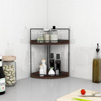 Dorhors 2-Tier Bathroom Counter Organizer,Vanity Counter Corner Shelf, Skincare, Wood Countertop Bathroom Storage and Organization for Kitchen (Walnut)