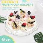 Ohuhu Cake Container, Cake Carrier with Lid and Handle BPA-Free Cake Holder for 10 inch Cake with 2 Handles Cupcake Carrier - Plastic Cover Two Sided Base for Transport Pies Nuts Fruit Perfect Gifts
