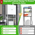 Over The Toilet Storage Cabinet - 2-Door Design Bathroom Organizers Shelf, Freestanding Space-Saver Above Toilet Storage Cabinet with Privacy Protection Rack, Water-Resistant Toilet Shelves (White)