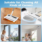 Mini Sweeper Mop,Masthome Reusable Clamp Mop with 50 " Stainless Steel Handle,1 Second Installation,Compatible with Swiffer Pads,Flat Dust Mops for House Wall, Windows, Corners - 1 Sweeping Cloth