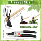 2 Pcs Garden Tools Hoe and Cultivator Garden Rake Bypass Pruning Shears 5/8-Inch Cut Capacity Clippers Gardening Scissors 2-In-1 Heavy Duty Gardening Hand Tools for Digging Weeding Cultivating