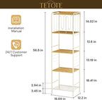 TETOTE 5-Tier Bathroom Towel Rack Metal Towel Storage Organizer M-Shaped Detachable Dividers Towel Holder for Pool, Laundry, White