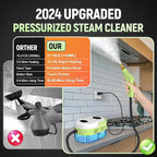 2500W Car Steam Cleaner for Home & Car, 10s Fast Heat Steamer for Cleaning, 6-Level Steam Control, Handheld Steam Cleaner with 37.19OZ Large Tank for Furniture, Grout, Tile & Floor(Green)
