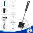 MR.SIGA Long Handle Bottle Brush, Flexible Scrub Brush for Water Bottles, Glasswares, Mugs, Black, 2 Pack
