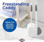 Clorox Toilet Plunger and Bowl Brush Combo with Caddy, 6.75 x 7 x 19.5 in, White/Gray