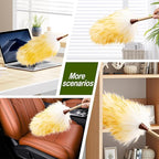 Natural Lambswool Duster 20 Inch Handheld with Wooden Handle Duster Dusting Tool for Blinds Electronics Furniture Delicate Surfaces (2Pcs)