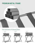 Hzuaneri Luggage Rack, Folding Suitcase Stand for Guest, Foldable, Luggage Holders with Shelf, Steel Frame with Nylon Straps for Bedroom, Hotel, Holds up to 154 lb, Grey, 2 Pack LR03999G
