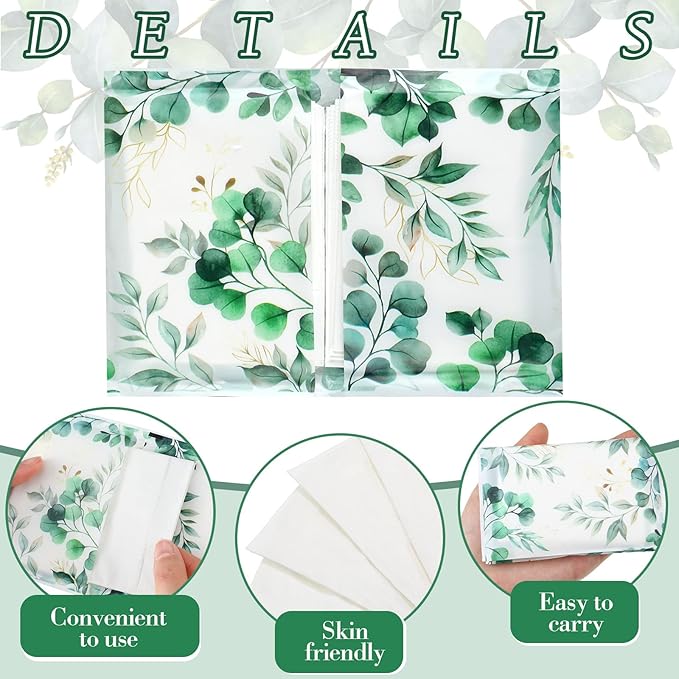 Geyee 50 Packs Facial Tissue Travel Packs Disposable Pocket Tissues for Wedding Guest Travel School Purse Home Supplies, 500 Sheets 3 Ply(Eucalyptus Leaf)