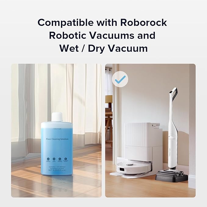 roborock Floor Cleaning Solution, Floor Cleaner for Hardwood, Compatible Robot Vacuums with Mopping and Wet and Dry Vacuum, 1L, 33.8 Fl. OZ (Pack of 2)