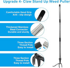 1Pcs Weed Puller, Stand up Weeder Weeding Tool, with Black Claw & Long Silver Metal Handle, 46" Weed Remove Tool for Lawn, Yard & Garden, No Bending or Kneeling Required