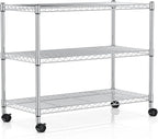 YSSOA Heavy Duty 3-Tier Storage Shelves 750Lb Capacity, 24.02" D x 13.78" W x 21.97" H Shelving Unit for Pantry, Garage, Laundry and Kitchen, Chrome