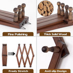 SCUNDA Wall Rack with 10 Hooks, Wooden Wall Expandable Coat Rack for Coat, Hats, Baseball Caps, Coffee Mug, Jewelry(Brown)