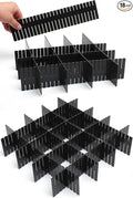 18Pcs Drawer Dividers, Adjustable Drawer Organizer for Socks, Underwear, Makeup, Can Help Tidy Kitchen, Bedroom, Dresser Black