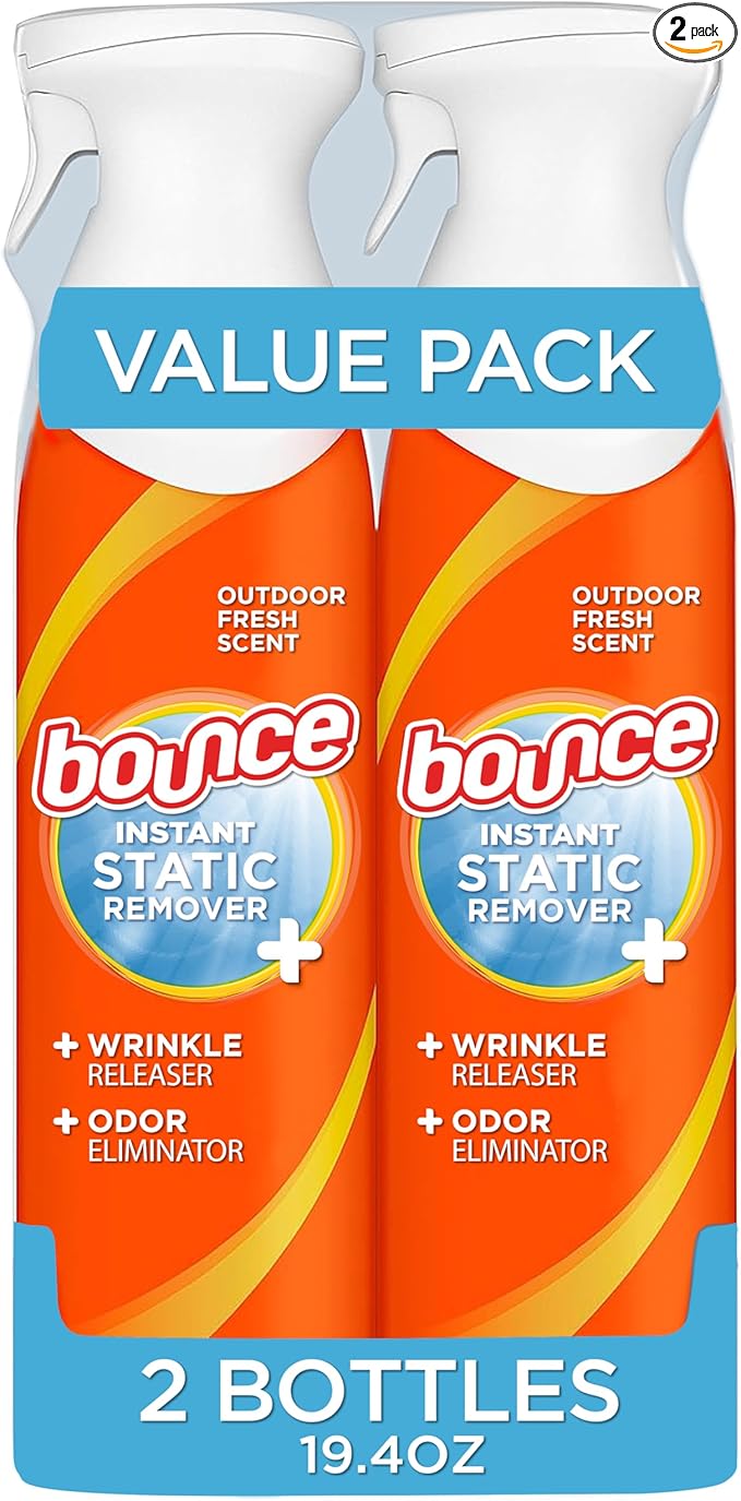 Bounce Rapid Touch-Up 3 in 1 Wrinkle Releaser Clothing Spray, Fabric Refresher, Odor Eliminator & Anti Static, 9.7 ounces (Pack of 2)