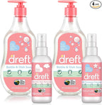DREFT Bottle and Dish Soap Baby Gift Set - Bonus Travel Size Dreft All Purpose Cleaner & Stain Remover - Made to Clean Baby Essentials - Plant Based Ingredients, Fragrance Free Formula - 4 Piece Set