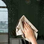 Puomue 6 Pack Microfiber Glass Cleaning Cloth, 16 Inch X 16 Inch, Lint Free Quickly Clean Window, Glasses, Windshields, Mirrors, and Stainless Steel, Camel