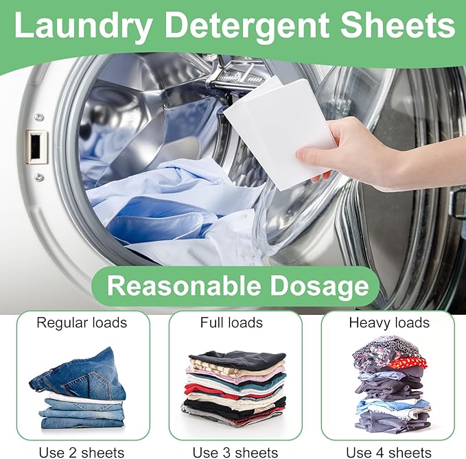 Loopeer 600 Loads Laundry Detergent Sheets Bulk No Leak Laundry Soap Sheets Anti Sensitive Liquidless Laundry Supplies Washing Strips for Home Dorm(Fresh)