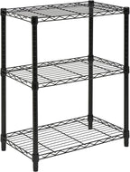 Honey-Can-Do 3-Tier Heavy Duty Adjustable Shelves, Metal Storage Rack With 250-lb Shelf Capacity, Black, 14" W x 24" L x 30" H