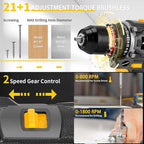 Brushless Compact Drill Tool Set, 60N.m 20V Cordless Drill Tool Box with 2 Battery, 135Pcs Man Household Combo Set with DIY Hand Taladros Kits, 531 In-lb Kit with Drill for Daily Home Repair