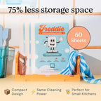 Freddie Dishwasher Sheets Fragrance Free - Space-Saving Alternative to Liquid Detergent - 60 Loads Concentrated Plastic Jug Free Strips