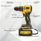 Cordless Drill Set, Power Drill Tool Set 20V, 3/8-Inch Keyless Chuck Drill Gun,Variable Speed (Equipped with 2x 4.0Ah Batteries)