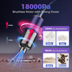 Vizeusvac Handheld Car Vacuum Portable Cordless,18000PA High Power Vacuum Cleaner with Brushless Motor.7 in 1 Mini Hand Held Vacuum Rechargeable AirDuster/Blower for Car,Home,Ofice,Pet