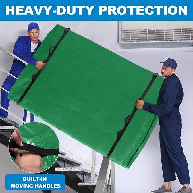 TICONN Mattress Bags for Moving, Heavy Duty Twin Mattress Cover Storage Bag with Full-Around Handle and Adjustable Buckles (Green, Twin)