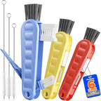 6 Pack Holikme 4 in 1 Cup Lid Cleaning Brush Set with 3 Straws, Multifunctional Bottle Brush, Silicone Cup Lid Gap Cleaner, Durable Bristle Crevice Cleaning Brush, Blue & Yellow & Red