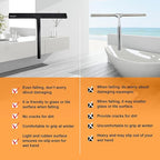 Shower Squeegee for Glass Doors 10" - All Purpose Squeegee for Window Bathroom Glass Mirror Bathroom Tile with Suction Cup Hooks - Black