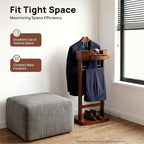 Wood Men Valet Stand with Drawer, Standing Suit Valet Stand, Clothes Organizer Rack for Home Entryway Living Room Bedroom Office, 22lbs Load Capacity(Brown)
