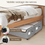 Under Bed Storage with Wheels, 2 Pack Under Bed Storage Containers, 10.6 inches Tall Underbed storage bins on Wheels, Rolling Under the Bed Metal Drawers for Clothes, Blankets, Shoes (XXXL, 90L)
